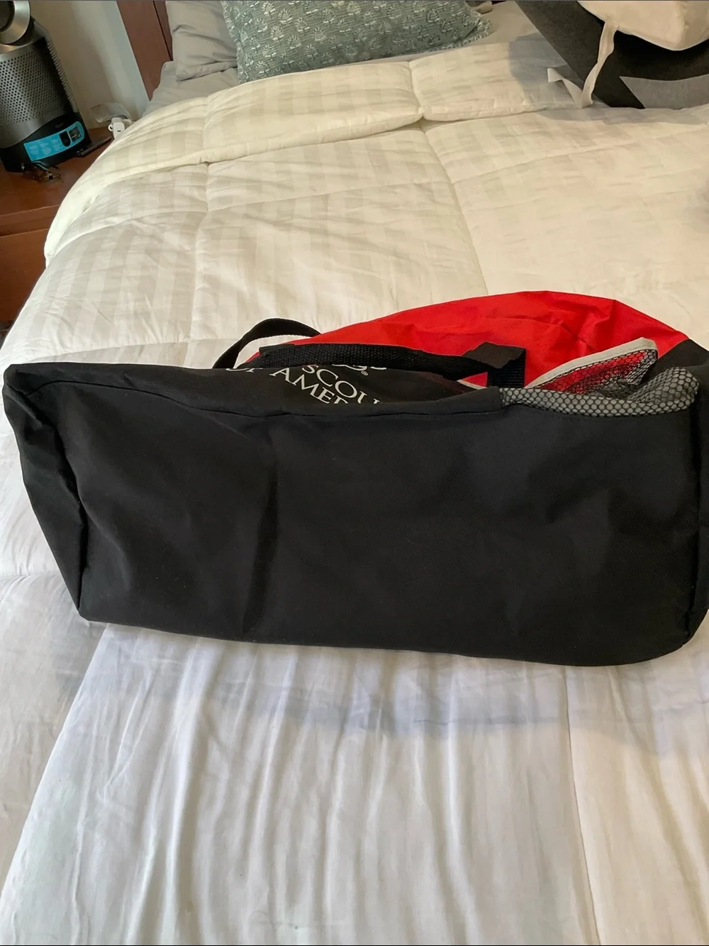 Red and Black Boy Scouts of America Duffel Bag